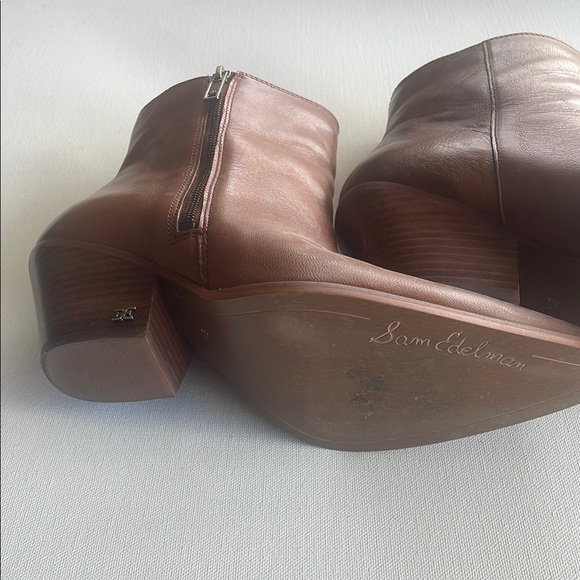 San Edelman Brown Leather Ankle Boots - Picture 3 of 6